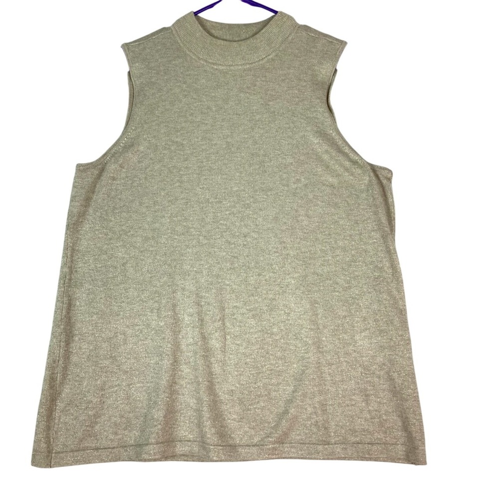 Chicos Metallic Gold Mock Neck Sleeveless Knit Shell Tank Top Size 3XL